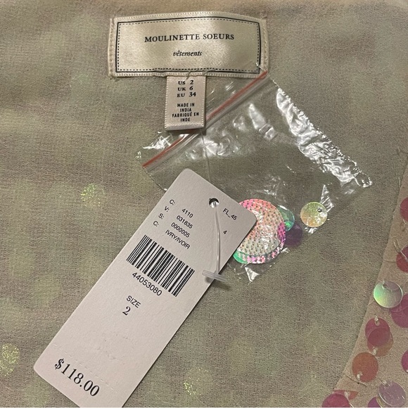 Moulinette Soeurs Sequin V Neck Swing Blouse - Picture 9 of 13